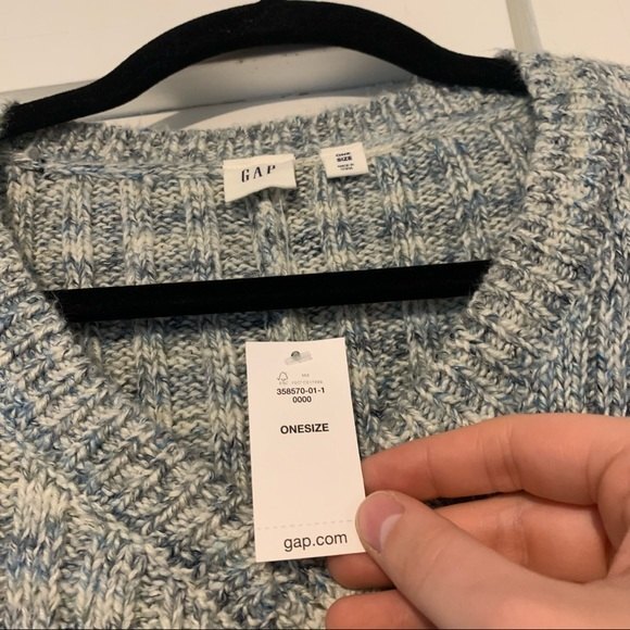 NEW Gap Blue Boho Cozy Fringe Flowy V Neck Poncho One Size - Picture 4 of 7